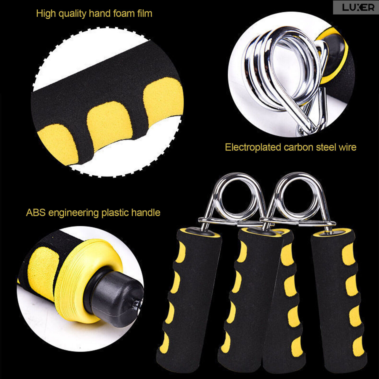 Set 2 x Flexor Tonifiere Antebrat si Intarire Musculatura Incheietura Mainii, Arc Rezistent din Otel si Manere din Spuma, Dimensiuni 13x9.5 cm, Negru/Galben,Luxer, Decathlon, Intersport, Hervis [6]