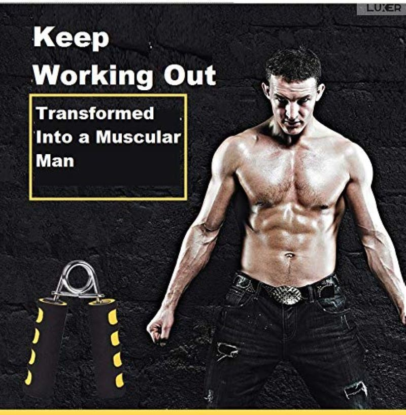 Set 2 x Flexor Tonifiere Antebrat si Intarire Musculatura Incheietura Mainii, Arc Rezistent din Otel si Manere din Spuma, Dimensiuni 13x9.5 cm, Negru/Galben,Luxer, Decathlon, Intersport, Hervis [7]