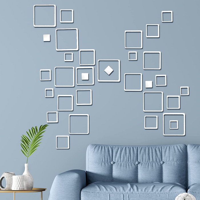 Set oglinzi acrilice valuri Luxer oglinzi decorative de perete oglinda hol oglinzi dedeman pentru camera din acril decorativa ikea decor mobexpert jysk emag dormitor living autoadezive oglinda aurie moderne rezistente auriu [6]