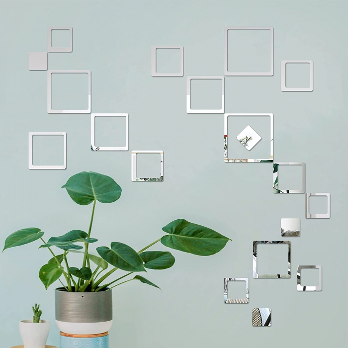 Set oglinzi acrilice valuri Luxer oglinzi decorative de perete oglinda hol oglinzi dedeman pentru camera din acril decorativa ikea decor mobexpert jysk emag dormitor living autoadezive oglinda aurie moderne rezistente auriu [5]