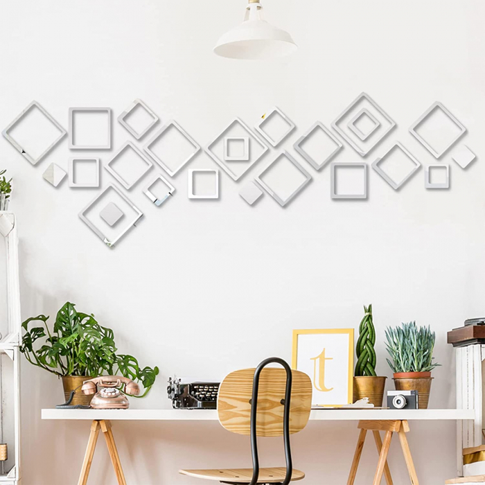 Set oglinzi acrilice valuri Luxer oglinzi decorative de perete oglinda hol oglinzi dedeman pentru camera din acril decorativa ikea decor mobexpert jysk emag dormitor living autoadezive oglinda aurie moderne rezistente auriu [4]