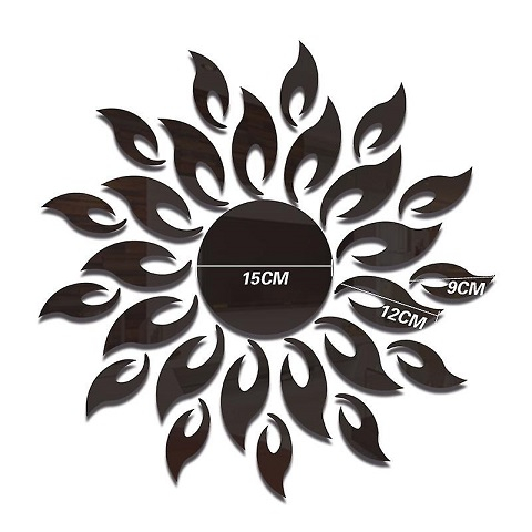 Set 27 oglinzi acrilice decorative Luxer, Model Soare cu 26 raze, Auriu, Argintiu, Negru 50x50 cm oglinda perete hol dedeman jysk mare ikea rotunda dormitor decorativa emag ieftina pentru living autoadeziva de lipit rezistenta la socuri din acril luxer [8]