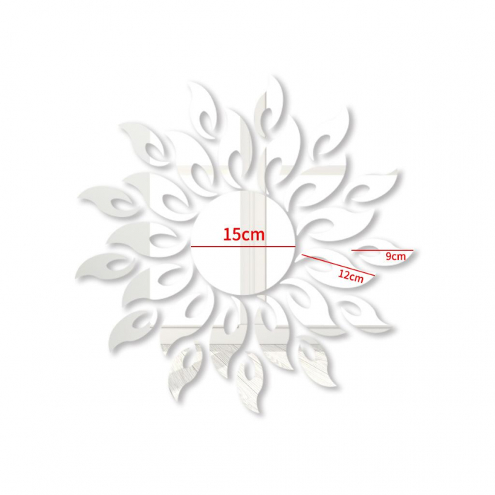 Set 27 oglinzi acrilice decorative Luxer, Model Soare cu 26 raze, Auriu, Argintiu, Negru 50x50 cm oglinda perete hol dedeman jysk mare ikea rotunda dormitor decorativa emag ieftina pentru living autoadeziva de lipit rezistenta la socuri din acril luxer [10]