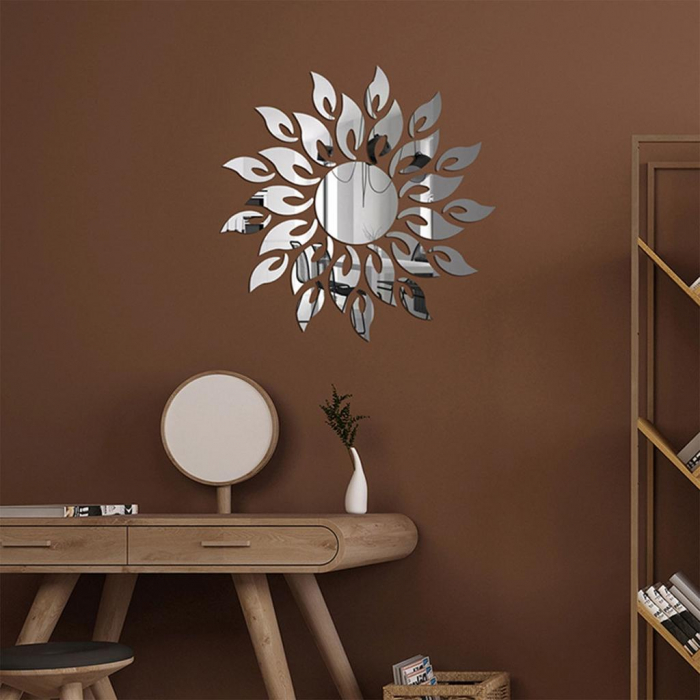 Set 27 oglinzi acrilice decorative Luxer, Model Soare cu 26 raze, Auriu, Argintiu, Negru 50x50 cm oglinda perete hol dedeman jysk mare ikea rotunda dormitor decorativa emag ieftina pentru living autoadeziva de lipit rezistenta la socuri din acril luxer [3]