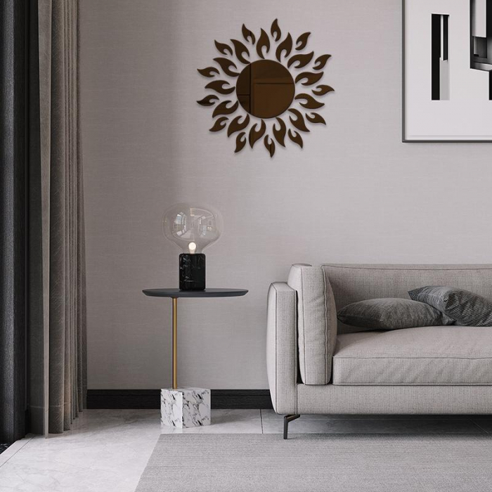 Set 27 oglinzi acrilice decorative Luxer, Model Soare cu 26 raze, Auriu, Argintiu, Negru 50x50 cm oglinda perete hol dedeman jysk mare ikea rotunda dormitor decorativa emag ieftina pentru living autoadeziva de lipit rezistenta la socuri din acril luxer [5]