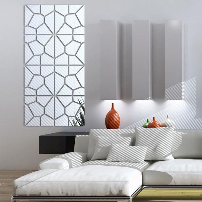 Set oglinzi acrilice model geometric Luxer oglinzi decorative de perete oglinda hol oglinzi dedeman pentru camera din acril decorativa ikea decor mobexpert jysk emag dormitor living autoadezive oglinda moderne rezistente auriu 50x50 cm [6]