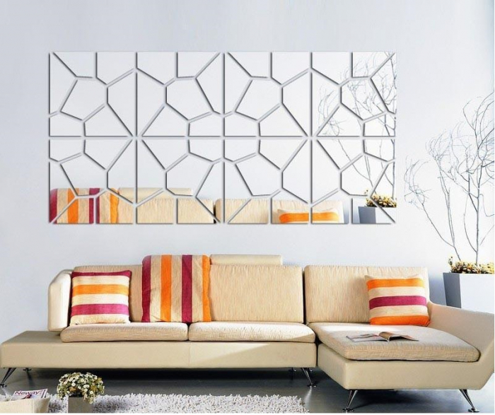 Set oglinzi acrilice model geometric Luxer oglinzi decorative de perete oglinda hol oglinzi dedeman pentru camera din acril decorativa ikea decor mobexpert jysk emag dormitor living autoadezive oglinda moderne rezistente auriu 50x50 cm [5]