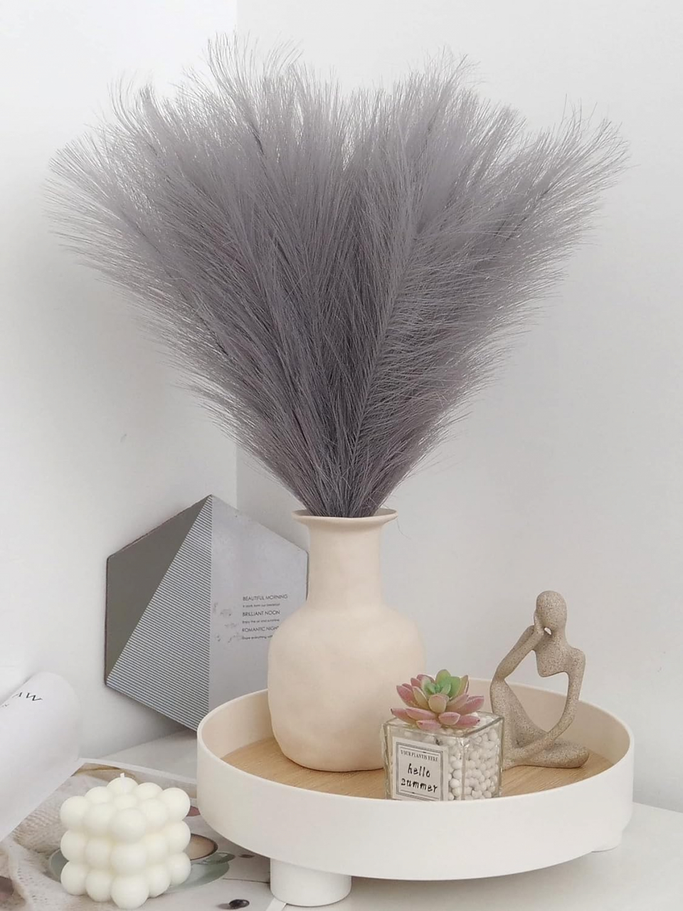 Set 3 Fire Iarba de Pampas Artificiala Din Matase Pentru Decoratiuni Casa, Birou sau Evenimente, Alb, Gri, Bej, Roz, Luxer, plante/flori decorative ornamentale, ornament interior, frunze decor pentru botez/nunta dedeman jysk leroy luxer [7]