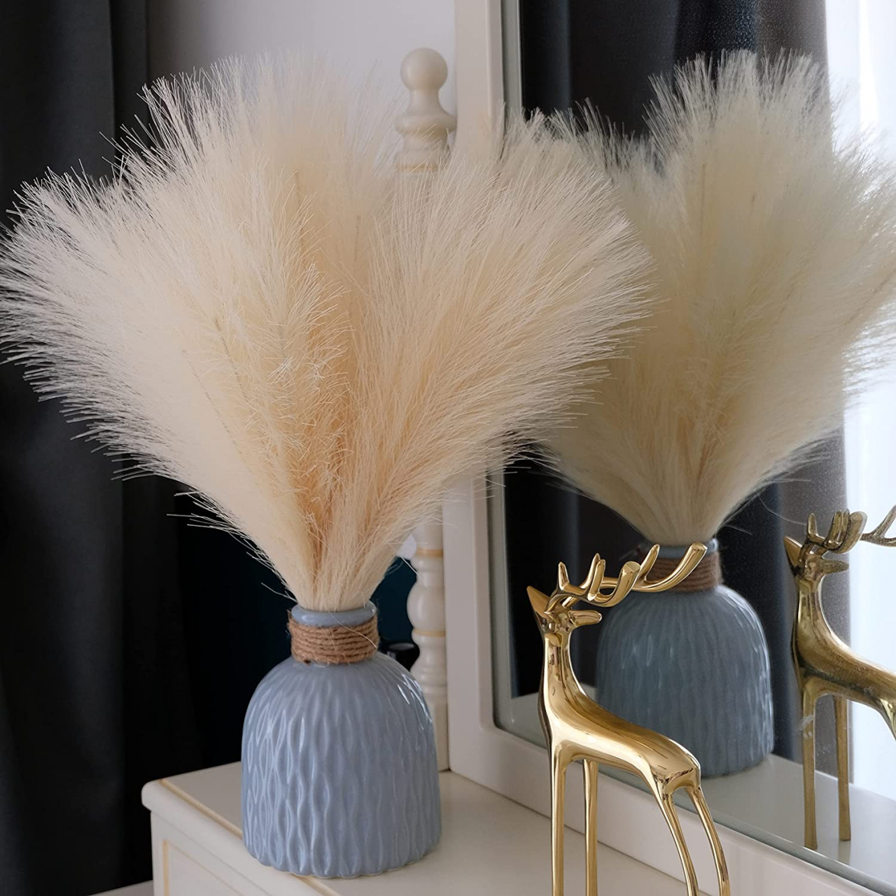Set 3 Fire Iarba de Pampas Artificiala Din Matase Pentru Decoratiuni Casa, Birou sau Evenimente, Alb, Gri, Bej, Roz, Luxer, plante/flori decorative ornamentale, ornament interior, frunze decor pentru botez/nunta dedeman jysk leroy luxer [4]