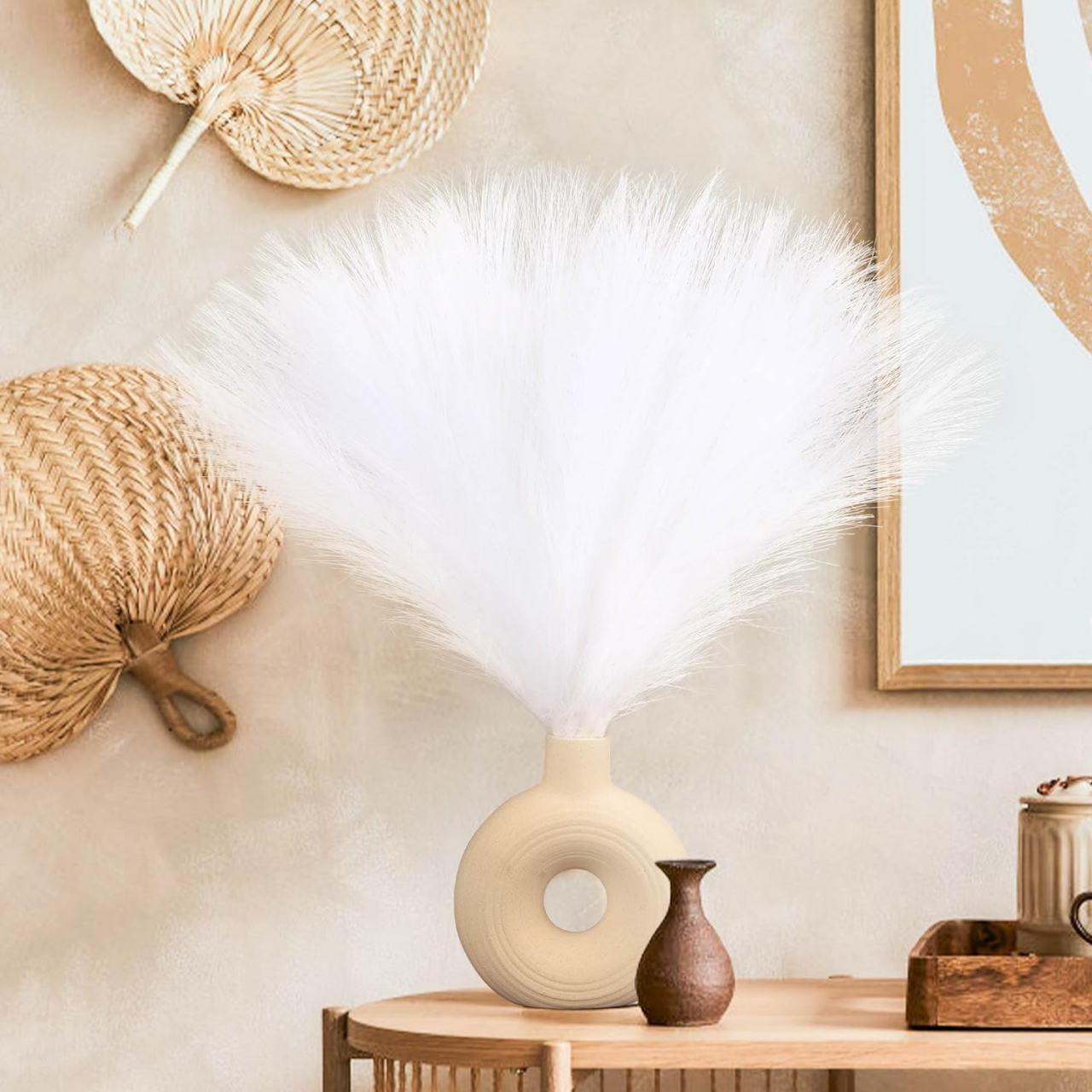 Set 3 Fire Iarba de Pampas Artificiala Din Matase Pentru Decoratiuni Casa, Birou sau Evenimente, Alb, Gri, Bej, Roz, Luxer, plante/flori decorative ornamentale, ornament interior, frunze decor pentru botez/nunta dedeman jysk leroy luxer [8]
