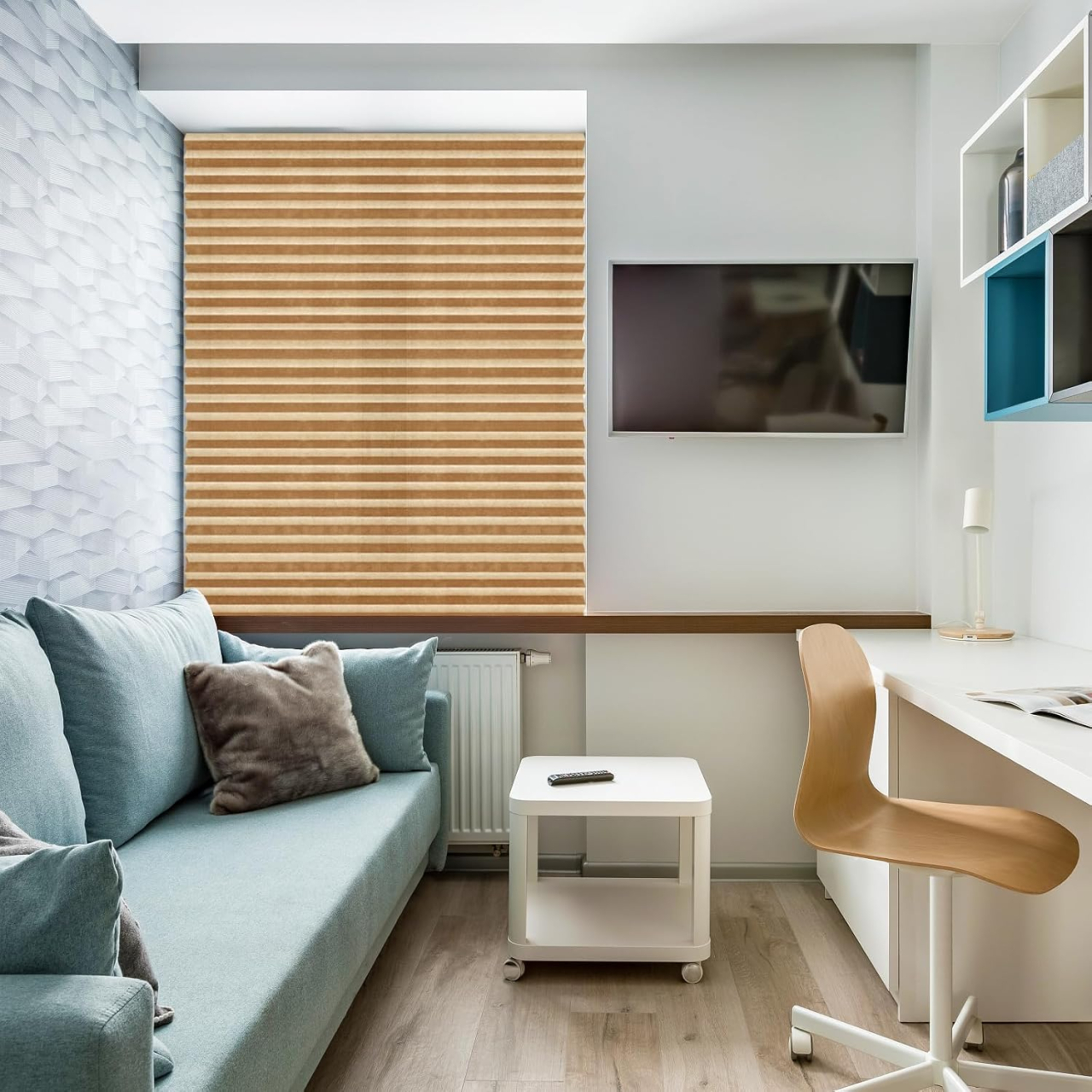 Set 3 Jaluzele Plisate cu Sistem de Prindere Autoadeziv Luxer, Dimensiuni 90x180 cm, Nude, jaluzele geamuri mansarda rulou dedeman velux leroy merlin pentru ferestre interior hornbach ieftine luxer [5]