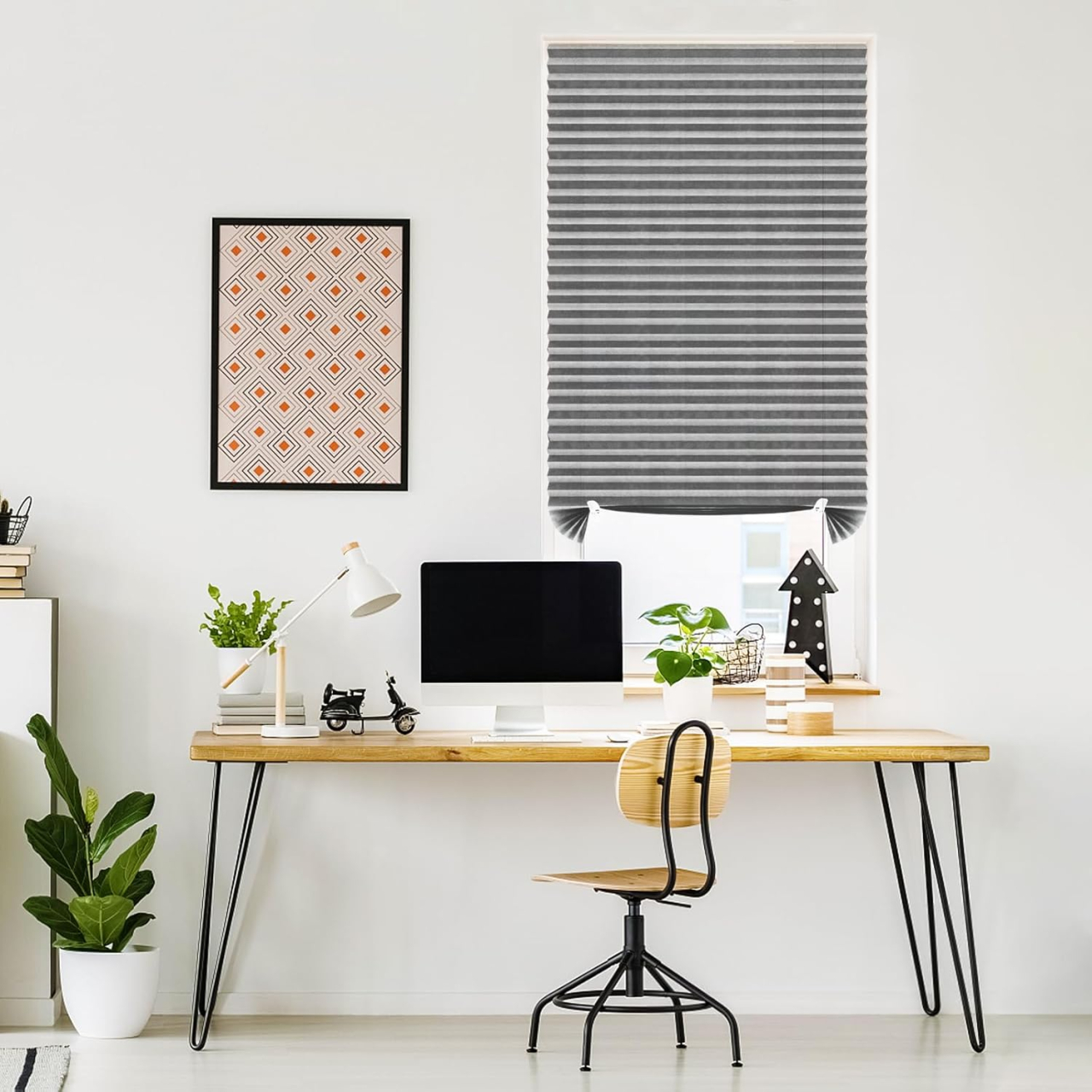 Set 3 Jaluzele Plisate cu Sistem de Prindere Autoadeziv Luxer, Dimensiuni 90x180 cm, Gri, jaluzele geamuri mansarda rulou dedeman velux leroy merlin pentru ferestre interior hornbach ieftine luxer [5]