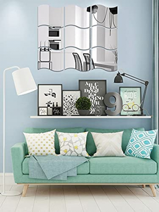 Set oglinzi acrilice valuri Luxer oglinzi decorative de perete oglinda hol oglinzi dedeman pentru camera din acril decorativa ikea decor mobexpert jysk emag dormitor living autoadezive oglinda aurie moderne rezistente auriu [8]