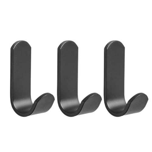 Set 3 Suporti Autoadezivi Rezistenti pentru Perete, Tip Carlig, pentru Agatare Propsop/Haine/Chei, Universal, Rezistenti la Umezeala, Lungime 7cm, Metal, Black, Luxer [9]