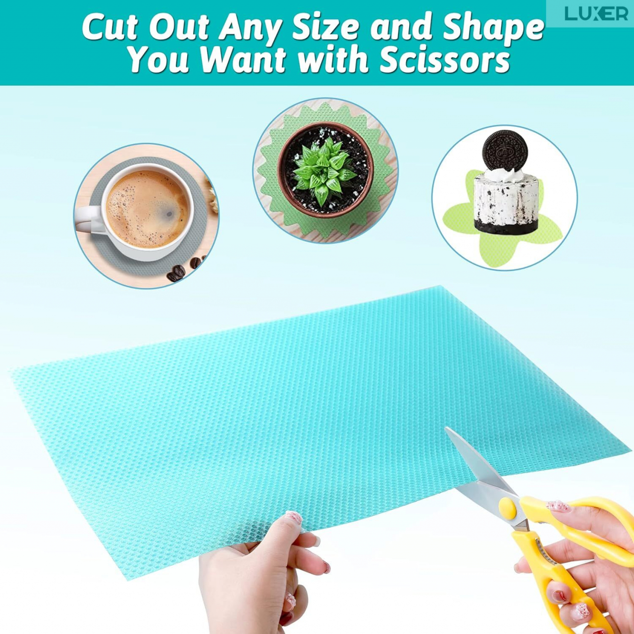 Set 4 Covorase Antiderapante Pentru Protectie Rafturi Frigider sau Sertare, Anti-Mucegai, Table Placemats, Material Impermeabil, Dimensiuni 45x29 cm, Albastru, Luxer, Folie Protectie Rafturi Dulap, Antibacteriene, Covoras Pentru Pastrarea Prospetimii, Covoras Frigider [11]