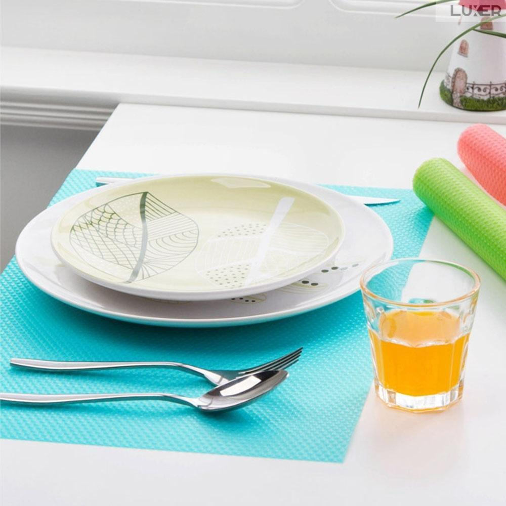 Set 4 Covorase Antiderapante Pentru Protectie Rafturi Frigider sau Sertare, Anti-Mucegai, Table Placemats, Material Impermeabil, Dimensiuni 45x29 cm, Albastru, Luxer, Folie Protectie Rafturi Dulap, Antibacteriene, Covoras Pentru Pastrarea Prospetimii, Covoras Frigider [2]