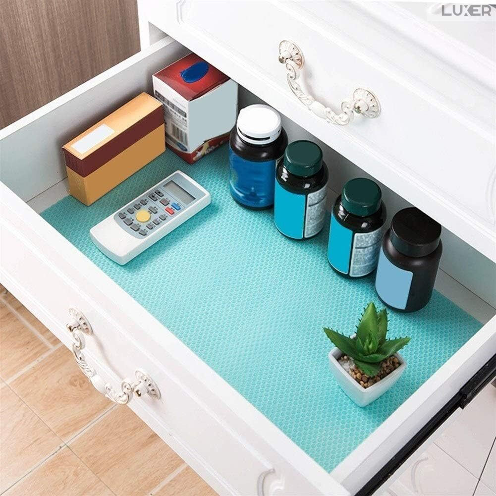 Set 4 Covorase Antiderapante Pentru Protectie Rafturi Frigider sau Sertare, Anti-Mucegai, Table Placemats, Material Impermeabil, Dimensiuni 45x29 cm, Albastru, Luxer, Folie Protectie Rafturi Dulap, Antibacteriene, Covoras Pentru Pastrarea Prospetimii, Covoras Frigider [3]