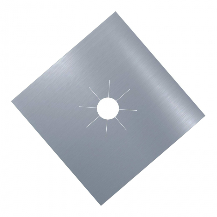 Set 4 folii cu Teflon pentru Protectie Plita sau Aragaz Luxer, Lavabile si Reutilizabile, Argintiu/Silver , 27x27 cm, folie protectie aragaz plita dedeman reutilizabila altex carrefour din teflon auchan ropack inductie perete aragaz ieftin emag altex luxer [2]