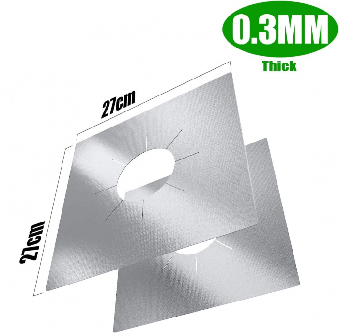 Set 4 folii cu Teflon pentru Protectie Plita sau Aragaz Luxer, Lavabile si Reutilizabile, Argintiu/Silver , 27x27 cm, folie protectie aragaz plita dedeman reutilizabila altex carrefour din teflon auchan ropack inductie perete aragaz ieftin emag altex luxer [14]