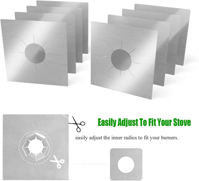 Set 4 folii cu Teflon pentru Protectie Plita sau Aragaz Luxer, Lavabile si Reutilizabile, Argintiu/Silver , 27x27 cm, folie protectie aragaz plita dedeman reutilizabila altex carrefour din teflon auchan ropack inductie perete aragaz ieftin emag altex luxer [10]
