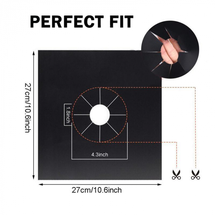 Set 4 folii cu Teflon pentru Protectie Plita sau Aragaz Luxer, Lavabile si Reutilizabile, Negru, 27x27 cm, folie protectie aragaz plita dedeman reutilizabila altex carrefour din teflon auchan ropack inductie perete aragaz ieftin emag altex luxer [14]