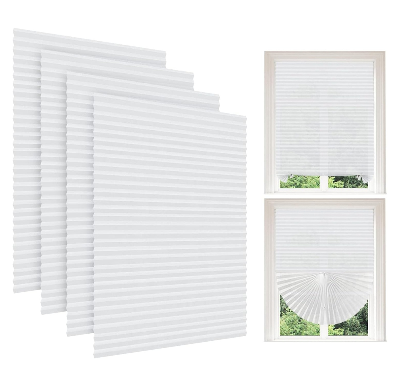 Set 4 Jaluzele Plisate cu Sistem de Prindere Autoadeziv Luxer, Dimensiuni 90x180 cm, Alb, jaluzele geamuri mansarda rulou dedeman velux leroy merlin pentru ferestre interior hornbach ieftine luxer [1]