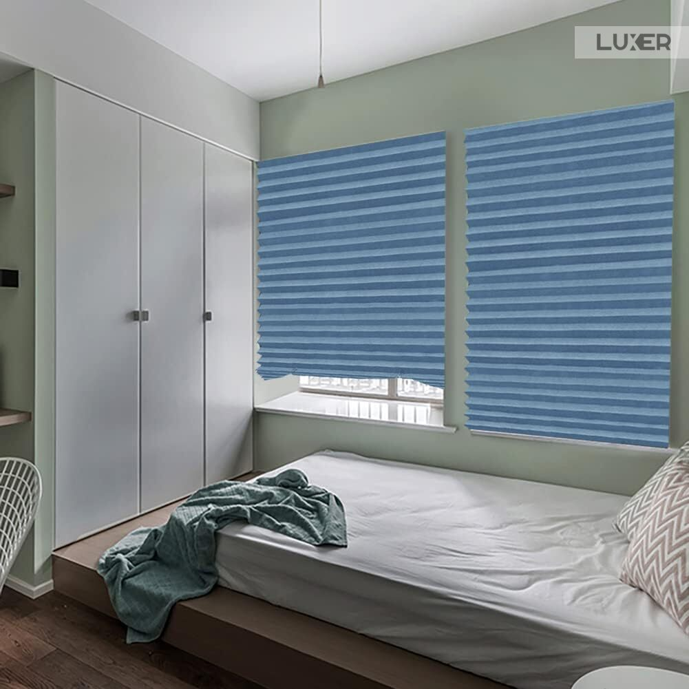 Set 4 Jaluzele Plisate cu Sistem de Prindere Autoadeziv Luxer, Dimensiuni 150X60 cm, Albastru, jaluzele geamuri mansarda rulou dedeman velux leroy merlin pentru ferestre interior hornbach ieftine luxer [4]