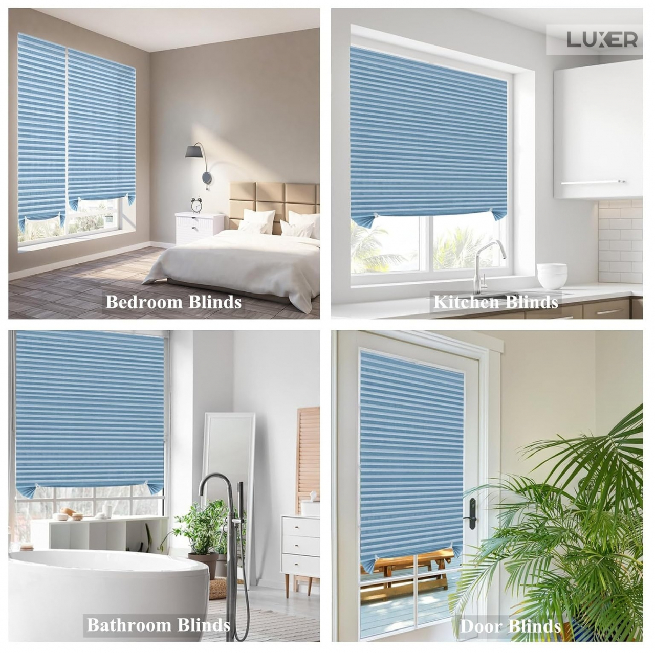 Set 4 Jaluzele Plisate cu Sistem de Prindere Autoadeziv Luxer, Dimensiuni 150X60 cm, Albastru, jaluzele geamuri mansarda rulou dedeman velux leroy merlin pentru ferestre interior hornbach ieftine luxer [6]