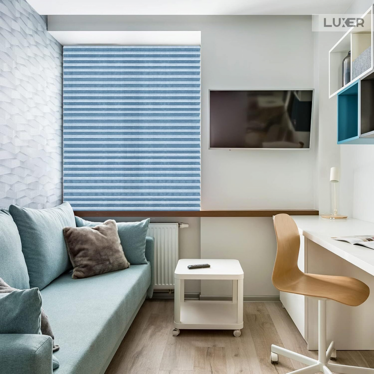 Set 4 Jaluzele Plisate cu Sistem de Prindere Autoadeziv Luxer, Dimensiuni 150X60 cm, Albastru, jaluzele geamuri mansarda rulou dedeman velux leroy merlin pentru ferestre interior hornbach ieftine luxer [5]