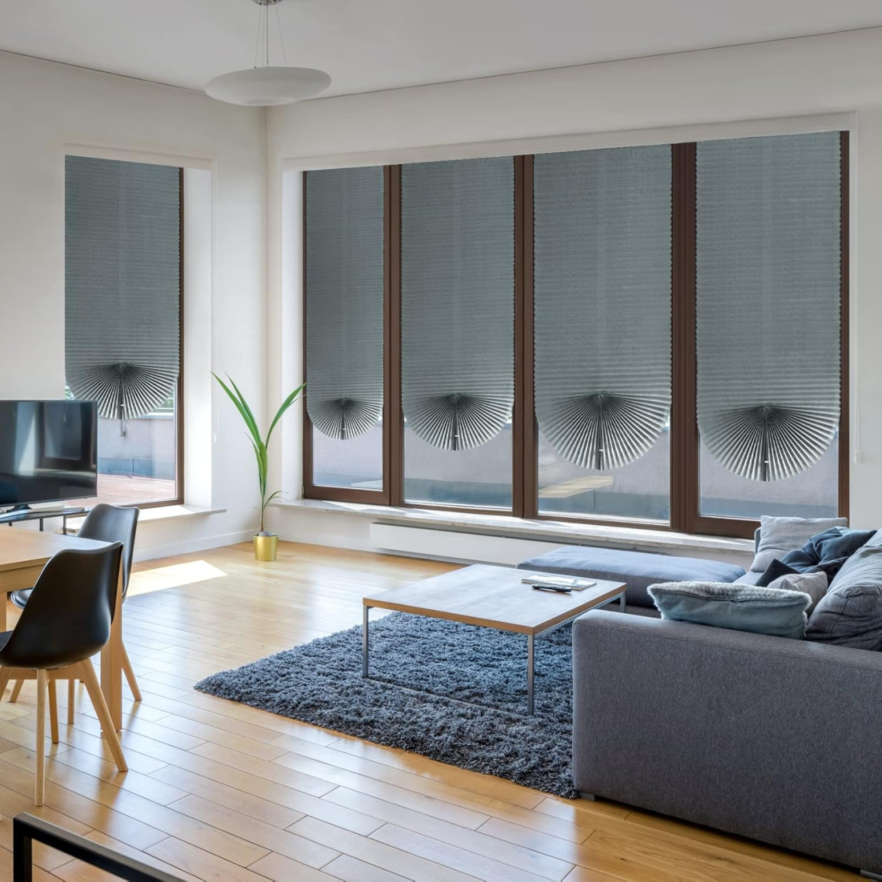 Set 4 Jaluzele Plisate cu Sistem de Prindere Autoadeziv Luxer, Dimensiuni 90x180 cm, Gri, jaluzele geamuri mansarda rulou dedeman velux leroy merlin pentru ferestre interior hornbach ieftine luxer [3]