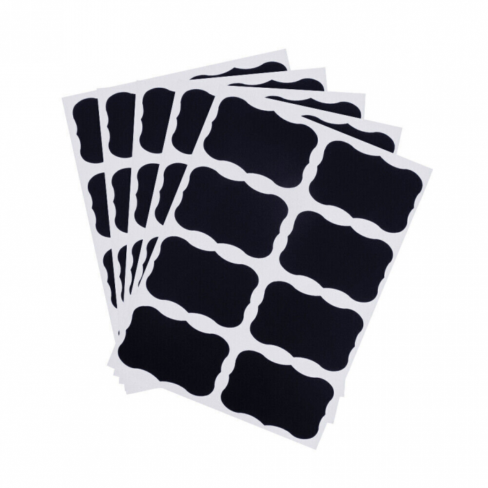 Set 40 Etichete Autoadezive Negre + 1 Marker cu Vopsea Alba, 5 Folii, 16x12 cm, Luxer, etichete vintage borcane miere, pentru condimente, dulceata, zacusca, bibliorafturi, marturii, botez autocolante ieftine dedeman emag luxer [9]