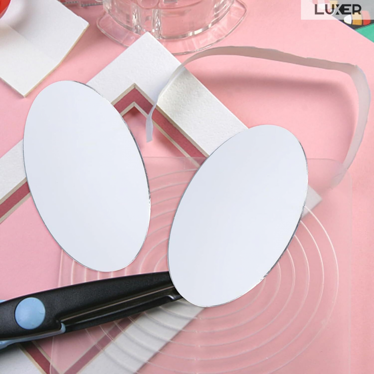 Set 50 Oglinzi Acrilice Autoadezive Luxer, Model Oval, Dimensiuni 8x5 cm, Silver,oglinzi decorative de perete oglinda hol oglinzi dedeman pentru camera din acril decorativa ikea decor mobexpert jysk emag dormitor living autoadezive oglinda moderne rezistente auriu luxer [6]