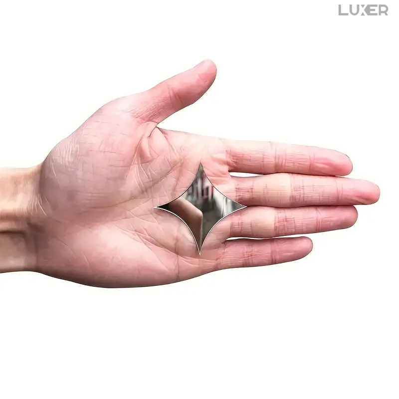Set 50 Oglinzi Acrilice Autoadezive Luxer, Model Stea cu 4 Colturi, Dimensiuni 5x5 cm, Oglinda Decorativa Perete/Mobila pentru Hol Living Baie, Silver [11]