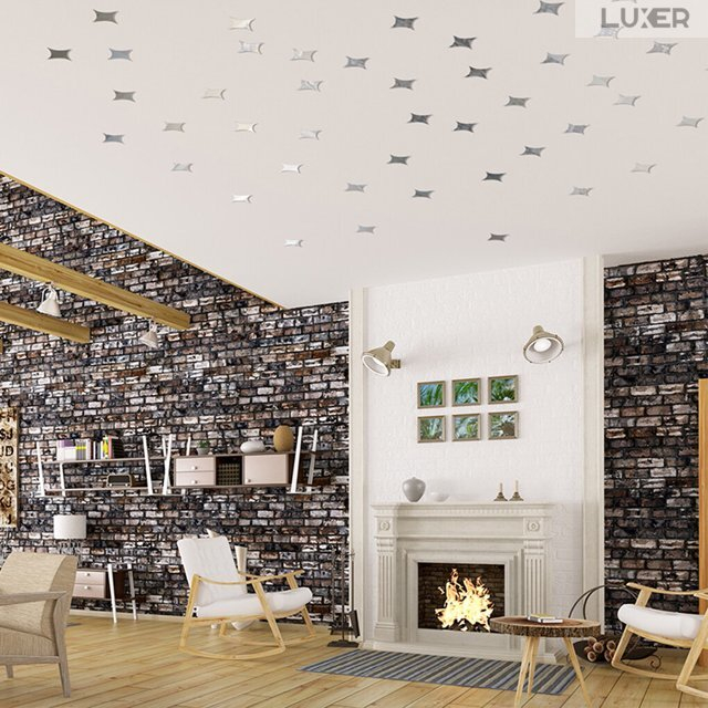 Set 50 Oglinzi Acrilice Autoadezive Luxer, Model Stea cu 4 Colturi, Dimensiuni 5x5 cm, Oglinda Decorativa Perete/Mobila pentru Hol Living Baie, Silver [5]