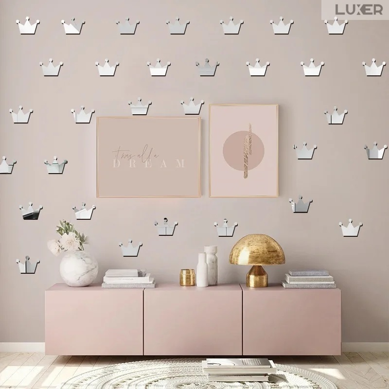 Set 50 Oglinzi Acrilice Autoadezive Luxer, Model Stea cu 4 Colturi, Dimensiuni 5x5 cm, Oglinda Decorativa Perete/Mobila pentru Hol Living Baie, Silver [4]