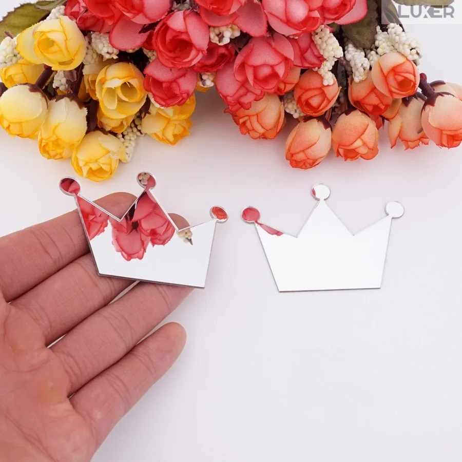 Set 50 Oglinzi Acrilice Autoadezive Luxer, Model Stea cu 4 Colturi, Dimensiuni 5x5 cm, Oglinda Decorativa Perete/Mobila pentru Hol Living Baie, Silver [5]