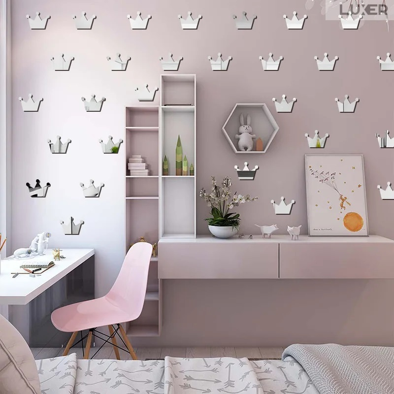 Set 50 Oglinzi Acrilice Autoadezive Luxer, Model Stea cu 4 Colturi, Dimensiuni 5x5 cm, Oglinda Decorativa Perete/Mobila pentru Hol Living Baie, Silver [6]