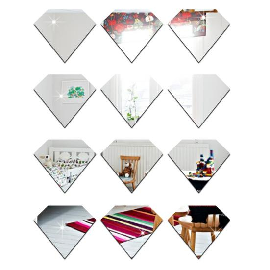 Set 50 Oglinzi Acrilice Autoadezive, Model Diamant, Oglinda Decorativa Perete/Mobila pentru Hol Living Baie, Dimensiuni 6x5 cm, Luxer [2]