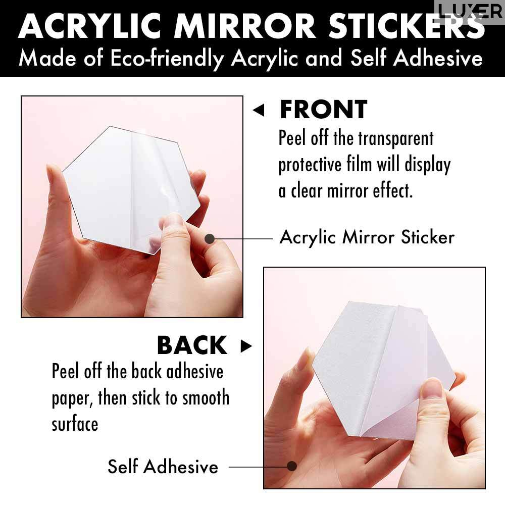 Set 50 Oglinzi Acrilice Autoadezive, Model Diamant, Oglinda Decorativa Perete/Mobila pentru Hol Living Baie, Dimensiuni 6x5 cm, Luxer [5]
