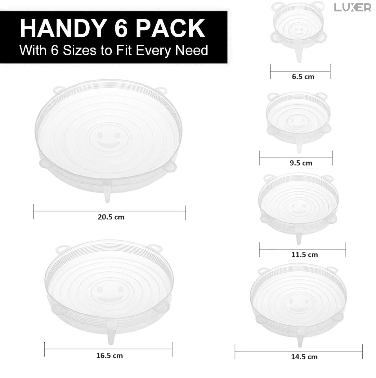 Set 6 Capace din Silicon Pentru Boluri, Vase sau Alte Recipiente, Flexibile, Reutilizabile, Transparent, Luxer [14]