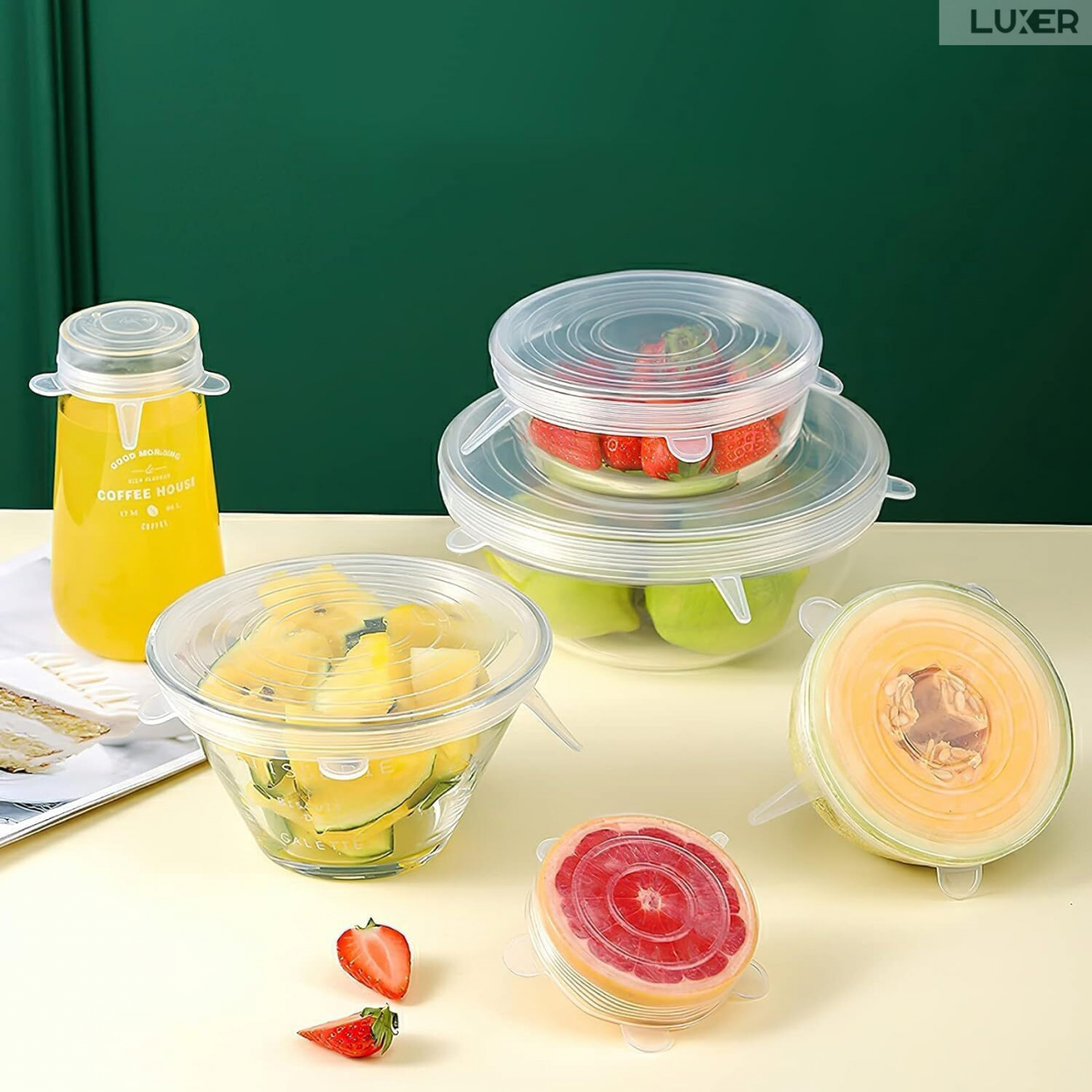 Set 6 Capace din Silicon Pentru Boluri, Vase sau Alte Recipiente, Flexibile, Reutilizabile, Transparent, Luxer [11]
