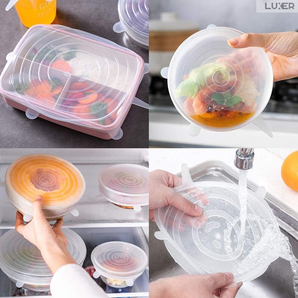 Set 6 Capace din Silicon Pentru Boluri, Vase sau Alte Recipiente, Flexibile, Reutilizabile, Transparent, Luxer [8]