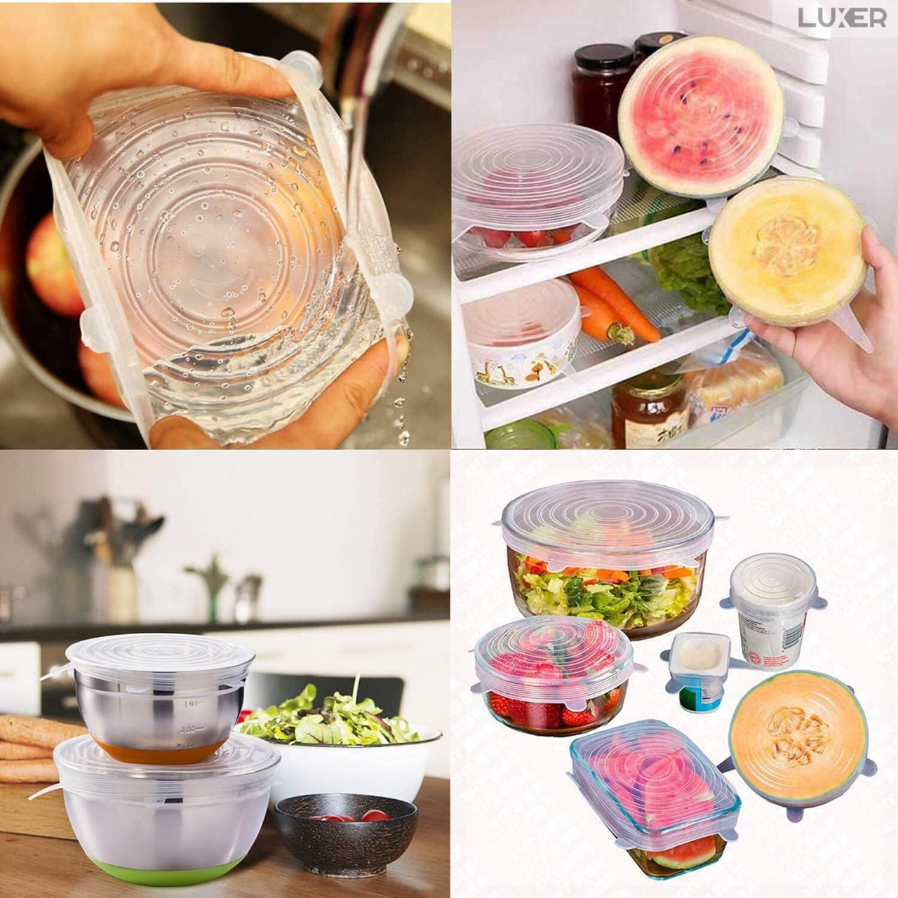 Set 6 Capace din Silicon Pentru Boluri, Vase sau Alte Recipiente, Flexibile, Reutilizabile, Transparent, Luxer [9]