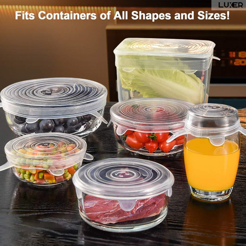 Set 6 Capace din Silicon Pentru Boluri, Vase sau Alte Recipiente, Flexibile, Reutilizabile, Transparent, Luxer [6]