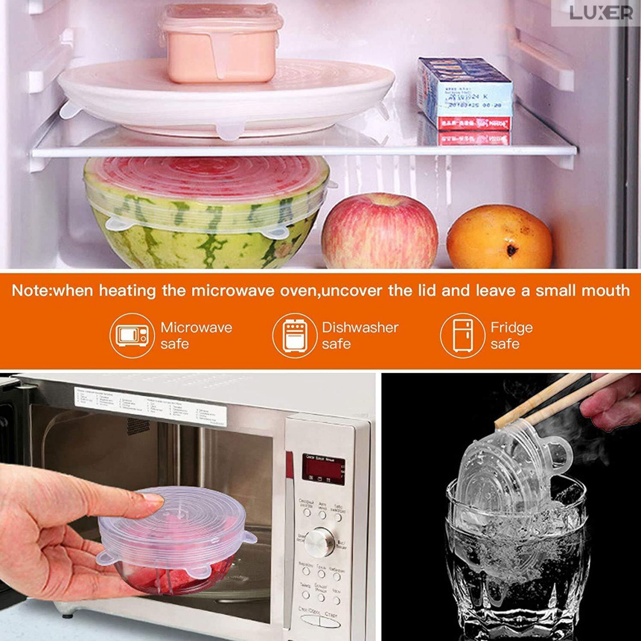 Set 6 Capace din Silicon Pentru Boluri, Vase sau Alte Recipiente, Flexibile, Reutilizabile, Transparent, Luxer [7]