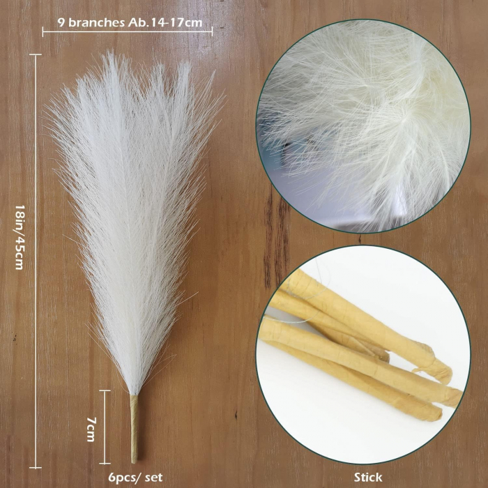 Set 6 Fire Iarba de Pampas Artificiala Din Matase Pentru Decoratiuni Casa, Birou sau Evenimente, Alb, Gri, Bej, Roz, Luxer, plante/flori decorative ornamentale, ornament interior, frunze decor pentru botez/nunta dedeman jysk leroy luxer [12]