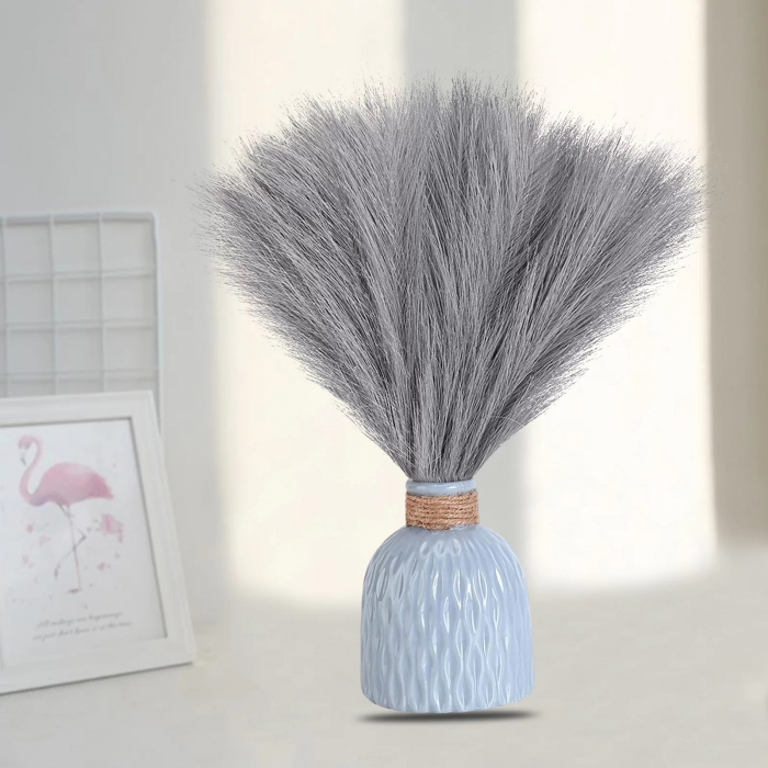 Set 6 Fire Iarba de Pampas Artificiala Din Matase Pentru Decoratiuni Casa, Birou sau Evenimente, Alb, Gri, Bej, Roz, Luxer, plante/flori decorative ornamentale, ornament interior, frunze decor pentru botez/nunta dedeman jysk leroy luxer [3]