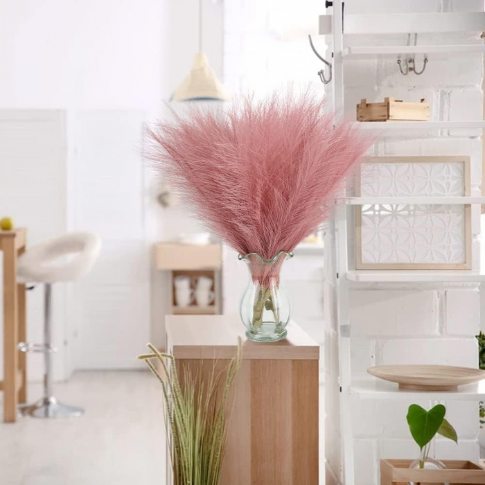 Set 6 Fire Iarba de Pampas Artificiala Din Matase Pentru Decoratiuni Casa, Birou sau Evenimente, Alb, Gri, Bej, Roz, Luxer, plante/flori decorative ornamentale, ornament interior, frunze decor pentru botez/nunta dedeman jysk leroy luxer [9]