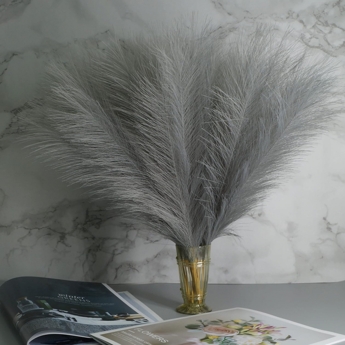 Set 6 Fire Iarba de Pampas Artificiala Din Matase Pentru Decoratiuni Casa, Birou sau Evenimente, Alb, Gri, Bej, Roz, Luxer, plante/flori decorative ornamentale, ornament interior, frunze decor pentru botez/nunta dedeman jysk leroy luxer [4]
