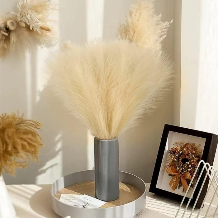 Set 6 Fire Iarba de Pampas Artificiala Din Matase Pentru Decoratiuni Casa, Birou sau Evenimente, Alb, Gri, Bej, Roz, Luxer, plante/flori decorative ornamentale, ornament interior, frunze decor pentru botez/nunta dedeman jysk leroy luxer [6]